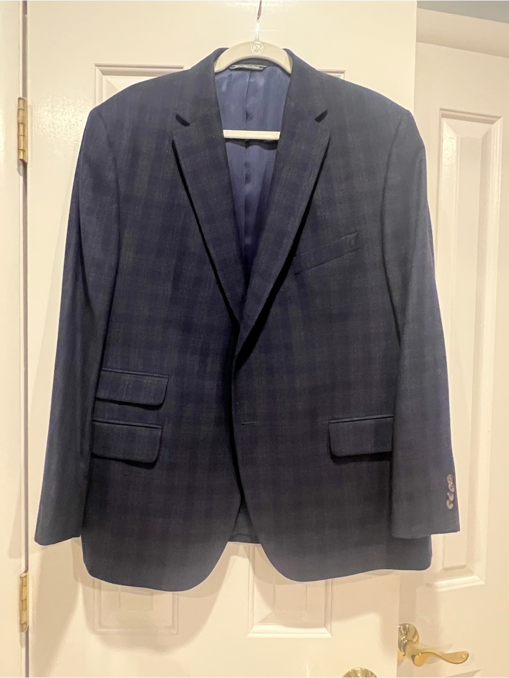 Men's Navy Plaid Blazer - Classic Tailored Jacket
